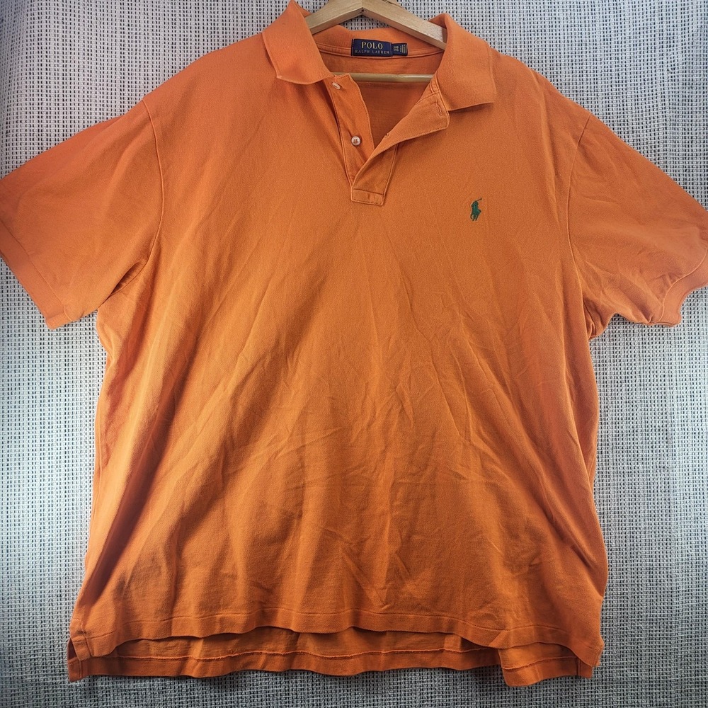 Polo Ralph Lauren Polo Shirt Mens 3XB Big Orange Pique Short Sleeve Casual